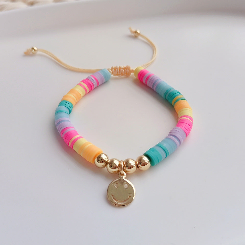 Wholesale Rainbow Soft Ceramic Pieces Pearl Bracelet
